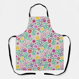 Protea Floral Block Print Millefleur lights Apron