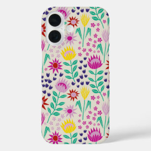 Protea Floral Block Print Millefleur lights iPhone 16 Case