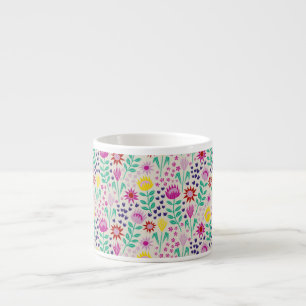 Protea Floral Block Print Millefleur lights Espresso Cup