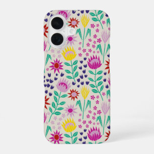 Protea Floral Block Print Millefleur lights iPhone 16 Case