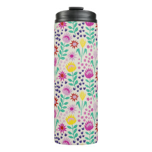 Protea Floral Block Print Millefleur lights Thermal Tumbler