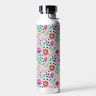 Protea Floral Block Print Millefleur lights Water Bottle