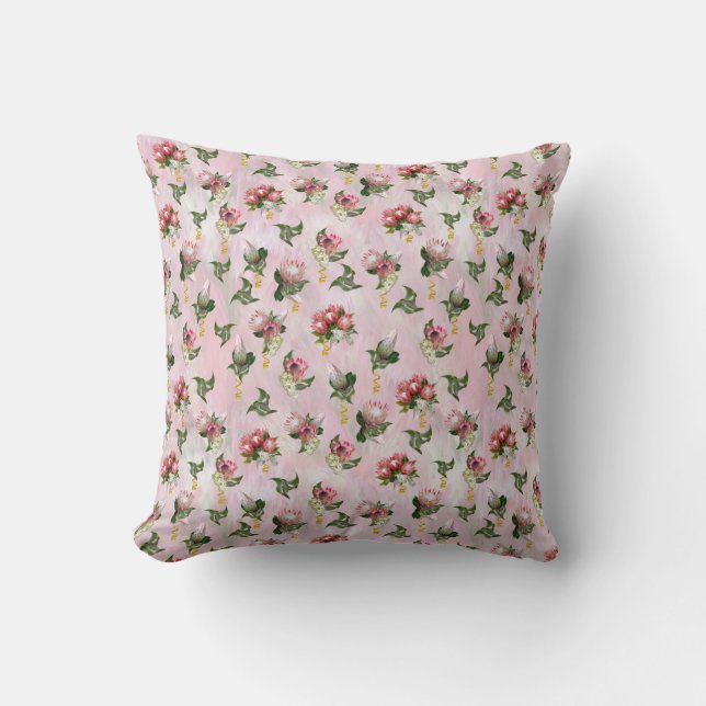 Protea flower bouquets with sage leaves cushion (Front)