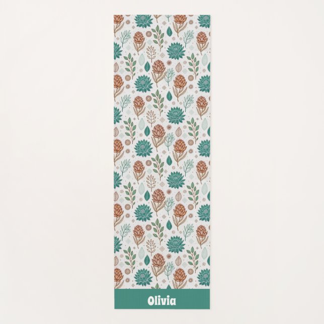 Protea Flower Desert Floral name Pattern  Yoga Mat (Front)