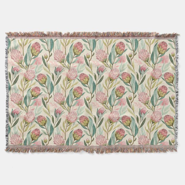 Protea Flower Desert Floral pink Pattern  Throw Blanket (Front)