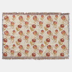 Protea Flower Desert Floral pink Pattern Throw Blanket