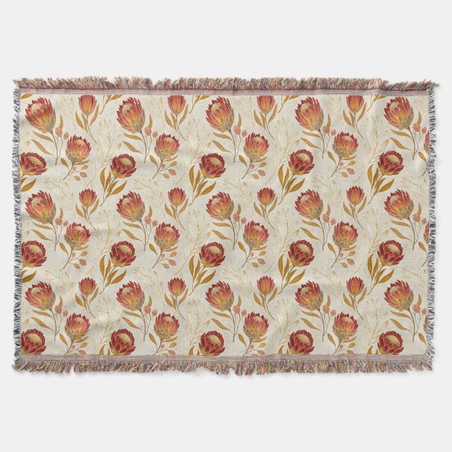 Protea Flower Desert Floral pink Pattern  Throw Blanket (Front)