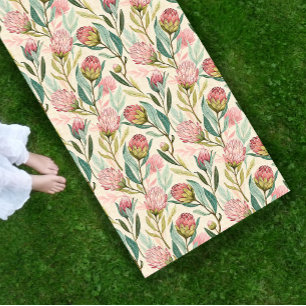Protea Flower Desert Floral pink  Pattern  Yoga Mat