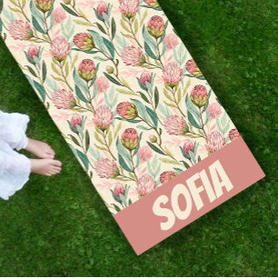 Protea Flower Floral pink green Pattern name Yoga Mat