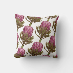 Protea Flower Plant Pattern Throw Pillow