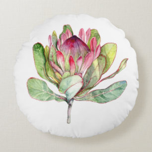 Protea Flower Round Cushion