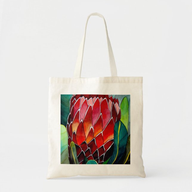 Protea flower watercolour original art painting tote bag (Front)