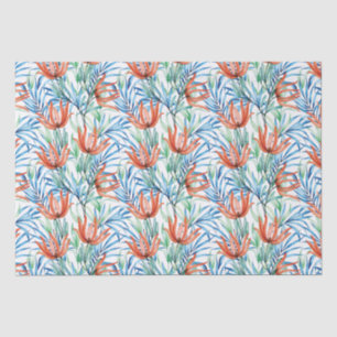 Protea flowers and palm leaves tropical pattern tissue paper
