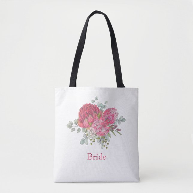 Protea Flowers Bridal Tote Bag (Front)