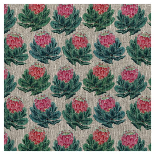 Protea Flowers Pattern Fabric (Swatch)