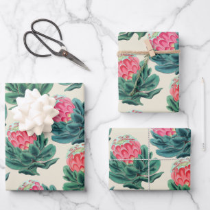 Protea Flowers Pattern Wrapping Paper Sheet