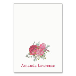 Protea Flowers Watercolor Personalised Place Cards