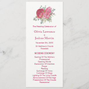 Protea Flowers Watercolor Wedding Programs