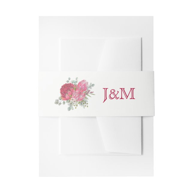 Protea Flowers Wedding Invitation Belly Bands Band (Front Example)