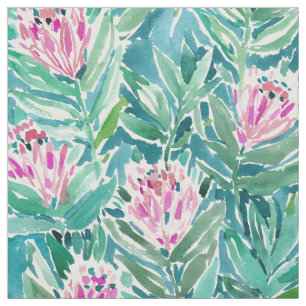 PROTEA PARADISE Tropical Floral Watercolor Fabric