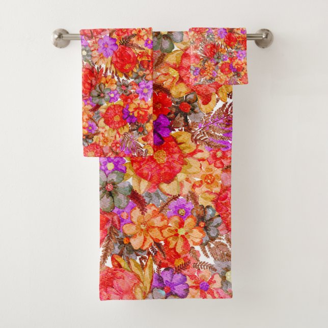 Protea Pattern Bath Towel Set (Insitu)