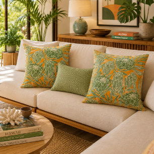 Protea print throw pillow