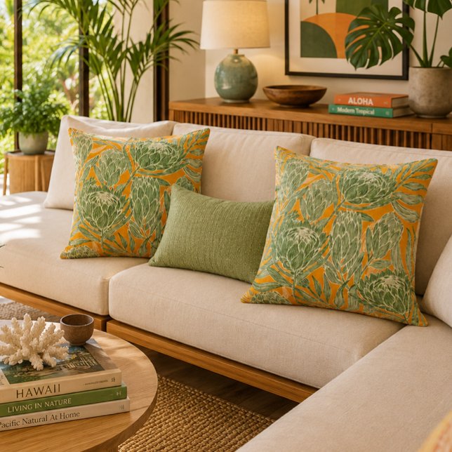 Protea print throw pillow (Creator Uploaded)