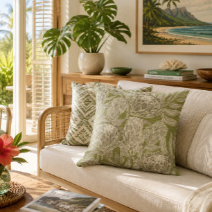 Protea print throw pillow