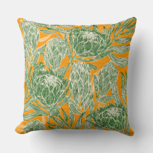 Protea print throw pillow