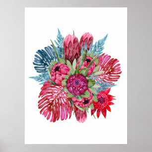 Protea & Rainforest Blooms Poster