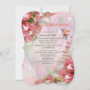 Protea -  Strelitzia Flower Baby Shower Invitation