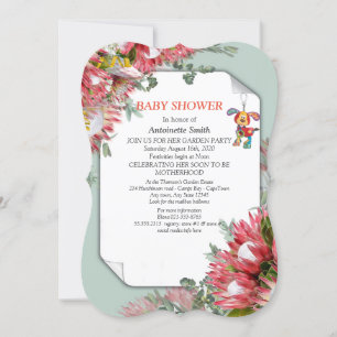 Protea -  Strelitzia Flower Baby Shower Invitation
