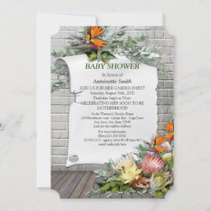 Protea -  Strelitzia Flower Baby Shower Invitation