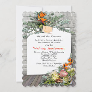 Protea -  Strelitzia Flower Bouquets Anniversary Invitation