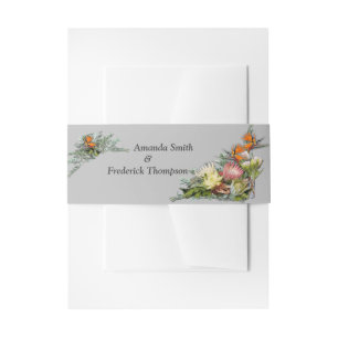 Protea -  Strelitzia Flower  Envelope Band Invitation Belly Band