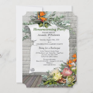 Protea -  Strelitzia Flower Houswarming Party Invitation