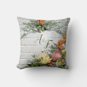 Protea -  Strelitzia Flower  Wedding Gift Cushion