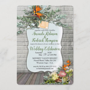 Protea -  Strelitzia Flower Wedding Invitation