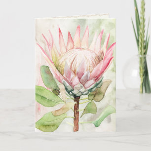 Protea Watercolor Art Print Greeting Card