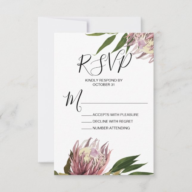 Protea Wedding RSVP Response Card (Front)
