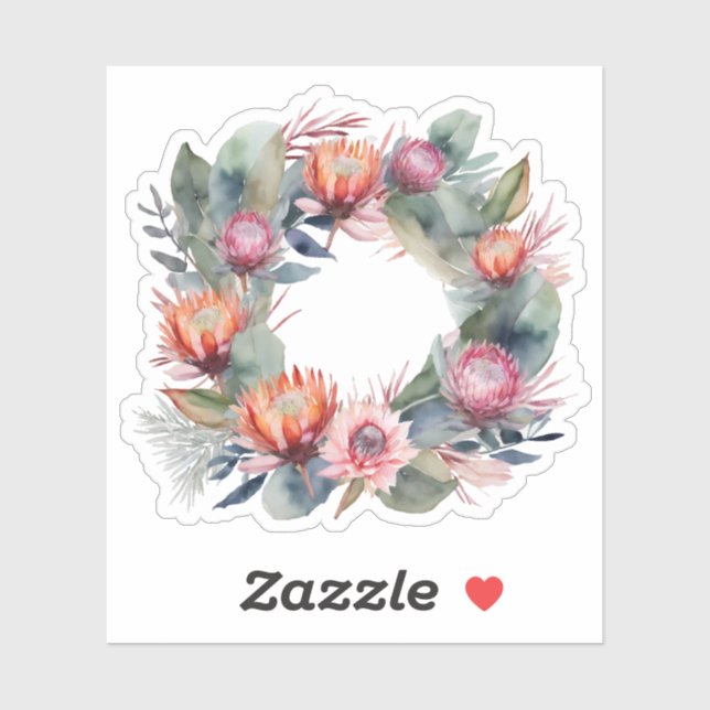 Protea Wreath Cut out Sticker (Sheet)