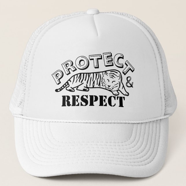 Protect and Respect Wildlife Tiger Trucker Hat (Front)