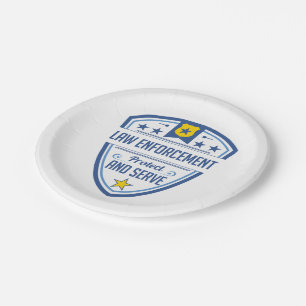 Protect and Serve Police Badge Paper Plate