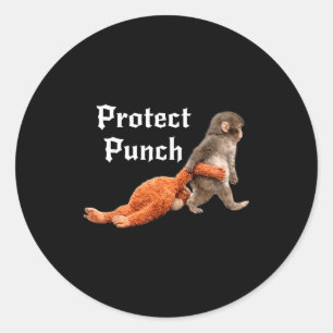 Protect baby monkey punch classic round sticker