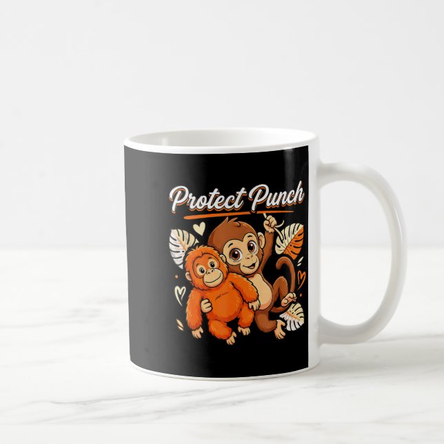 Protect baby monkey punch funny primate meme coffee mug (Right)