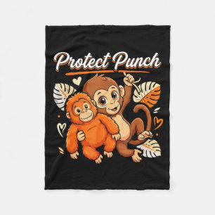 Protect baby monkey punch funny primate meme fleece blanket