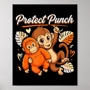 Protect baby monkey punch funny primate meme poster
