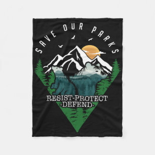 Protect Bear Save Our Parks Resist National Park M Fleece Blanket