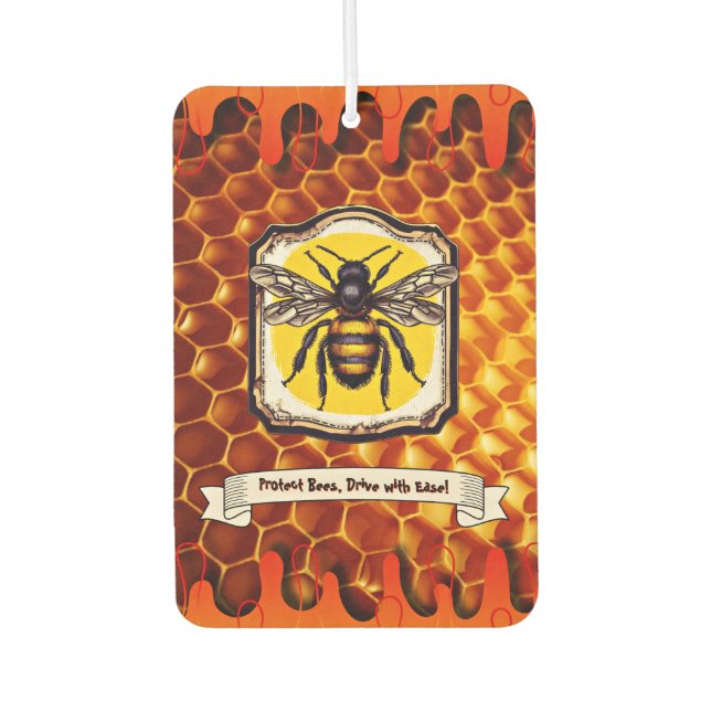 Protect Bees Drive with Ease Custom Text Car Air Freshener (Front)