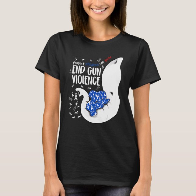 Protect Children Not Guns End Gun Violence Awarene T-Shirt (Front)